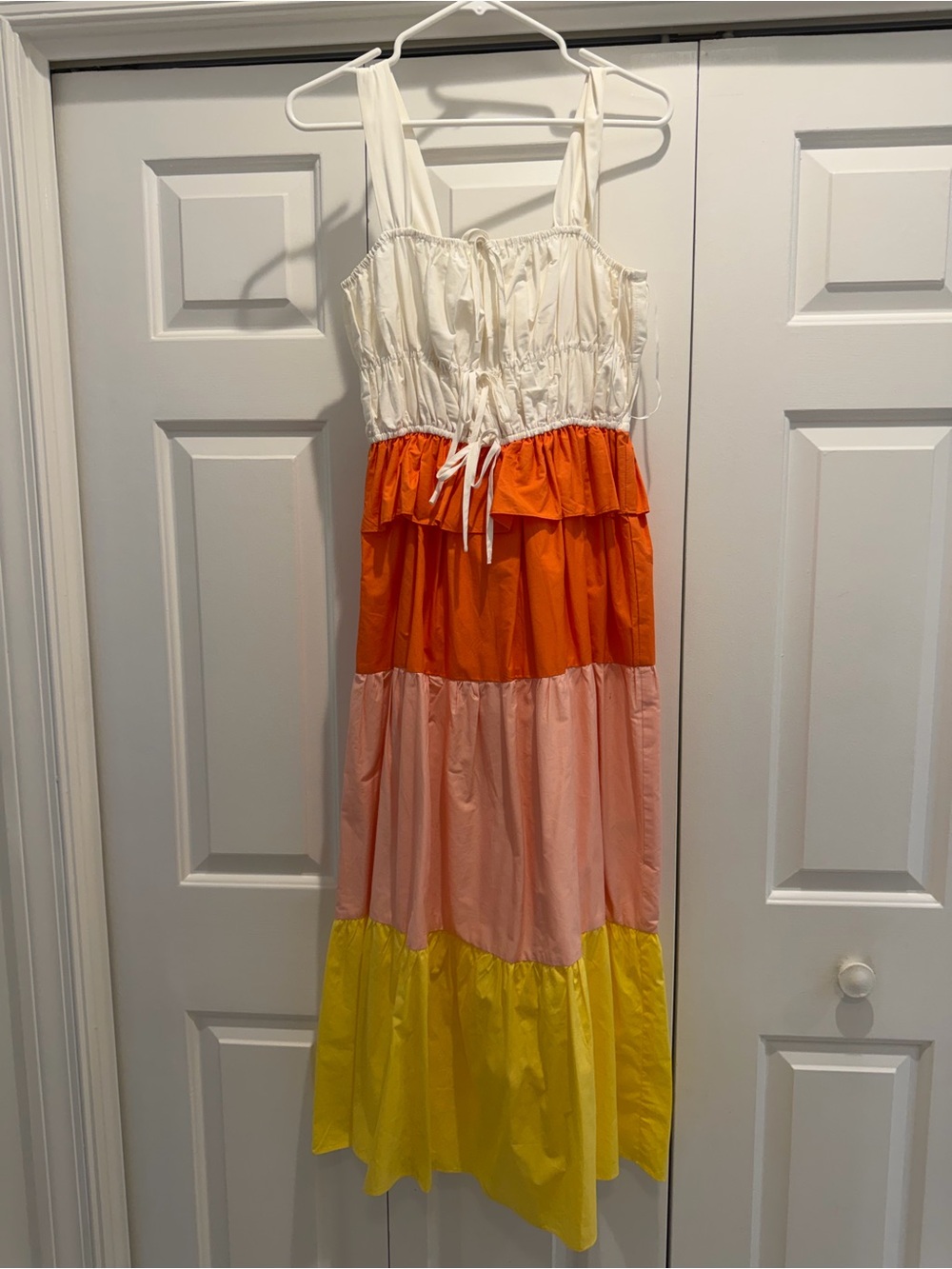 Tiered Colorblock Dress in Cream, Orange, Pink & Yellow English Factory NWOT